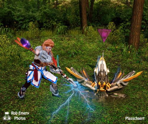 Aloy destroying a metal flower